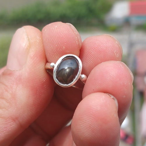 Black Star Sapphire Ring, Sterling Silver Ring, Sapphire Silver Ring, Black Sapphire Ring, Gift for Her, Black Star Sapphire cab - size 6.5 - Von Günther zu WindSterling Silver Ring