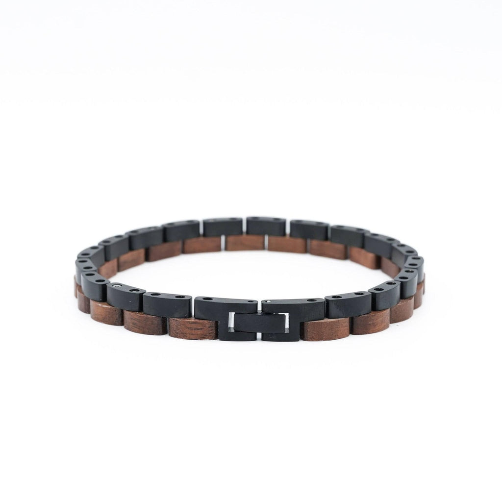 Bracelet Linus - Eco - Friendly Walnut & Black Steel Bracelet - Von Günther zu WindBracelet
