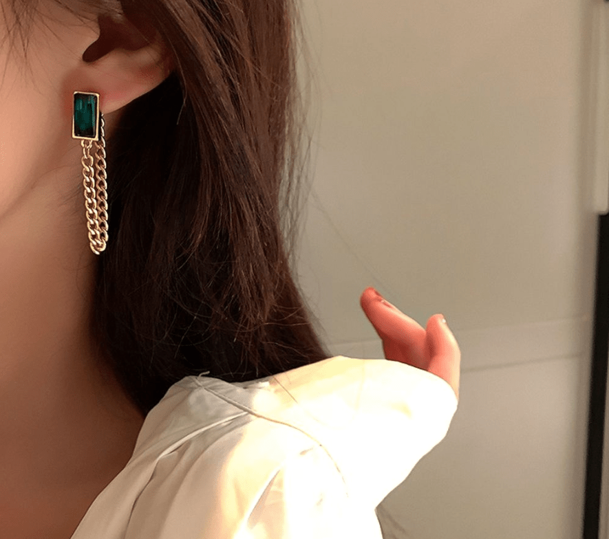 Emerald Chain Drop Earrings - Von Günther zu WindEarrings