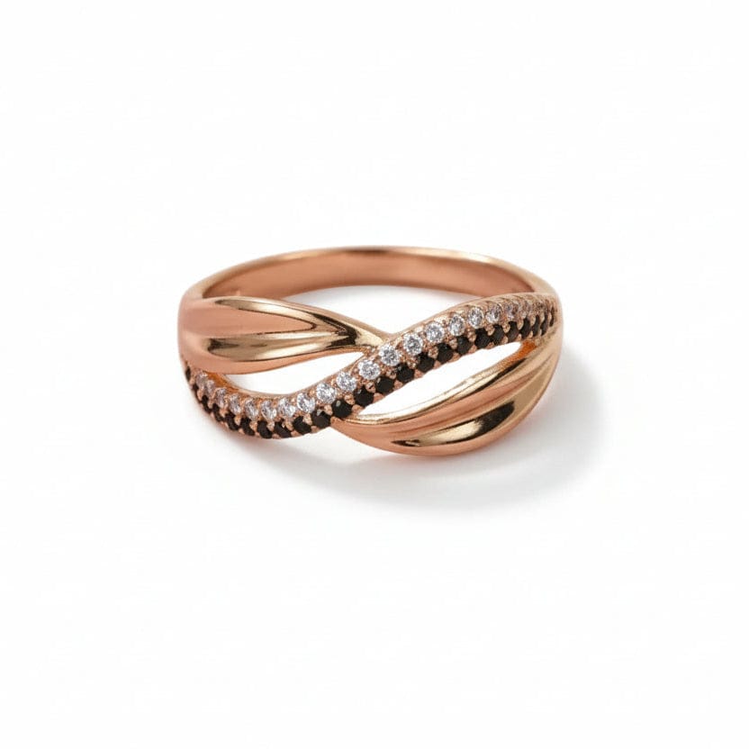 Erin - Twisted Ring with Black & White Zirconia - Von Günther zu WindRing