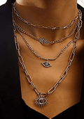 Layered Evil Eye Necklace with Bold Chains - Von Günther zu WindNecklace