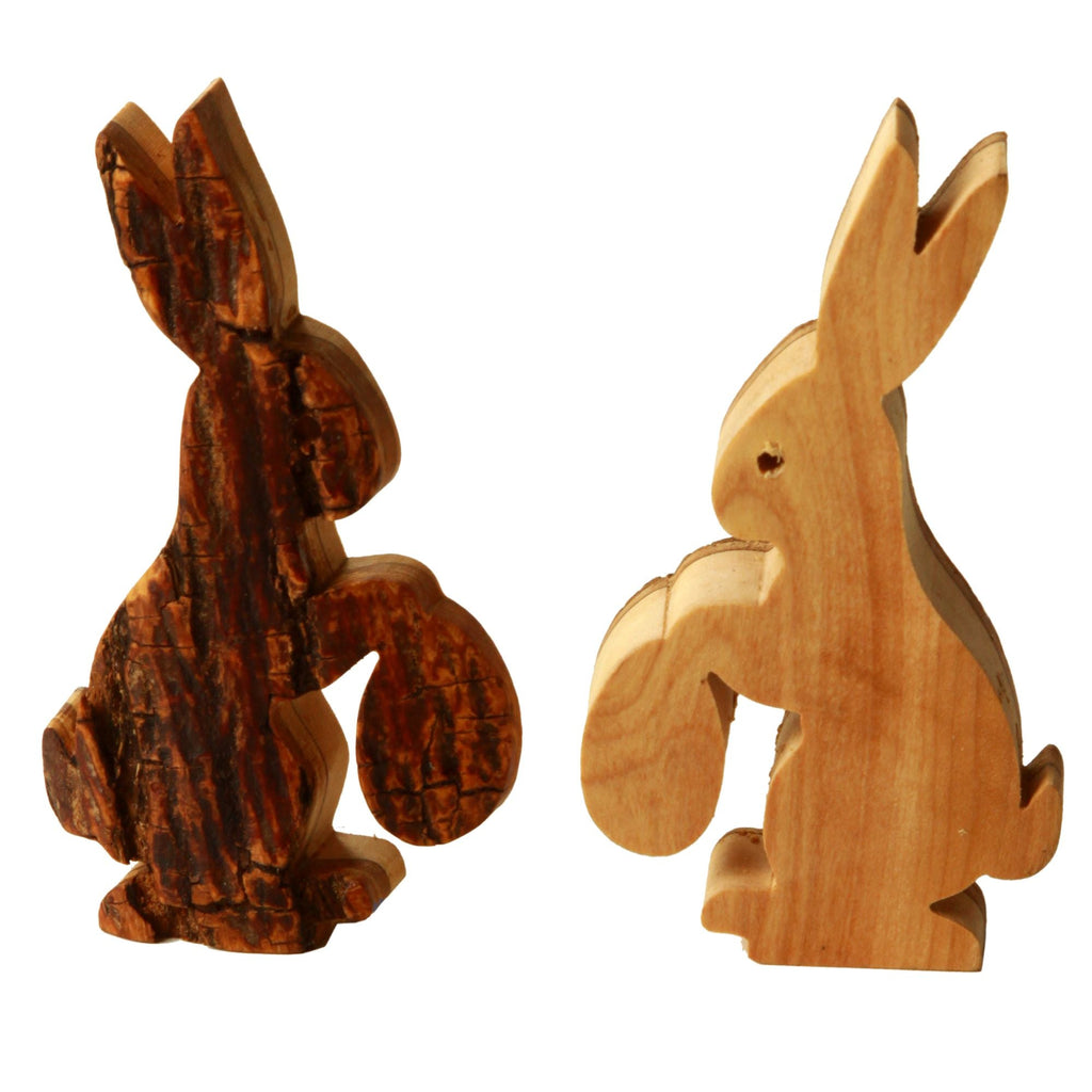 Osterdeko Osterhase mit Ei Tischdeko aus Olivenholz (mit Rinde) - Von Günther zu WindOsterdeko