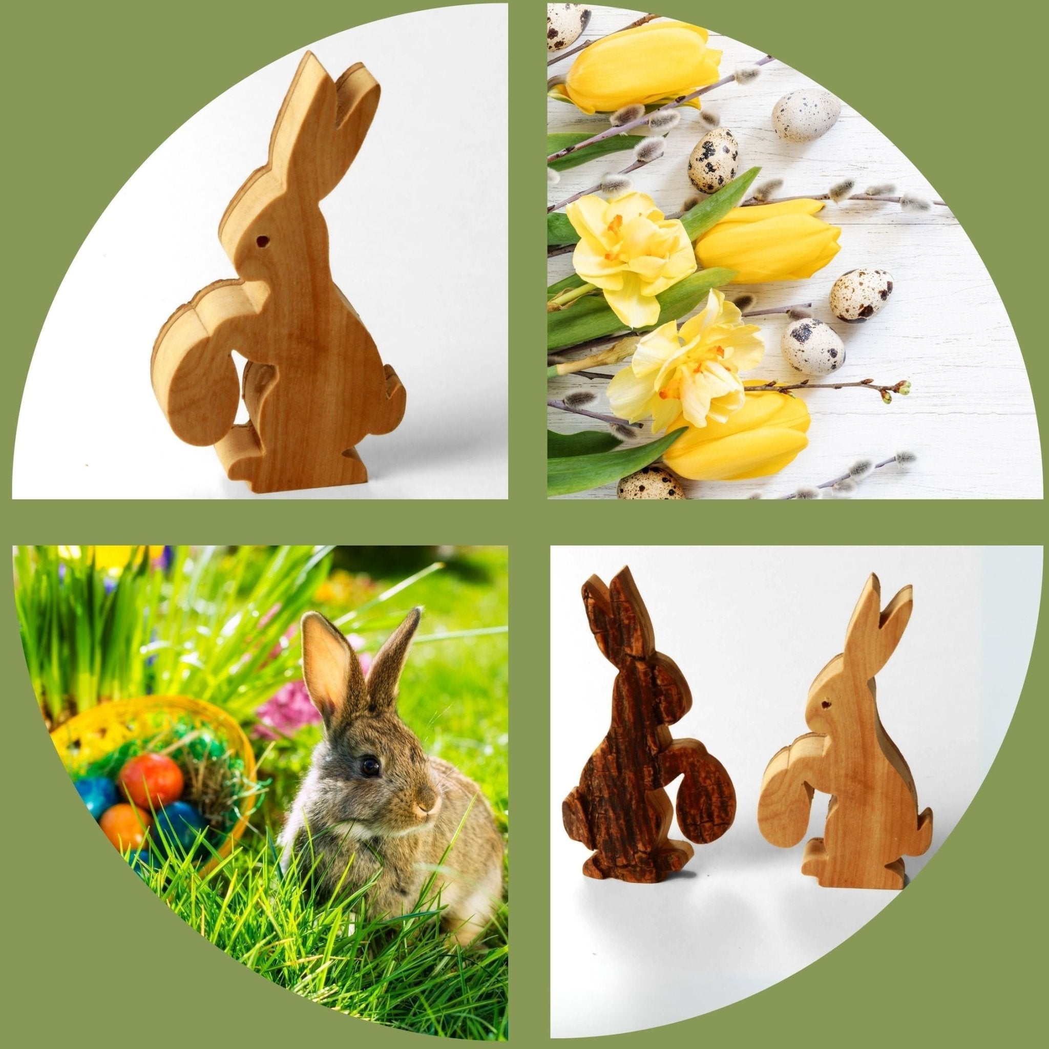 Osterdeko Osterhase mit Ei Tischdeko aus Olivenholz (mit Rinde) - Von Günther zu WindOsterdeko