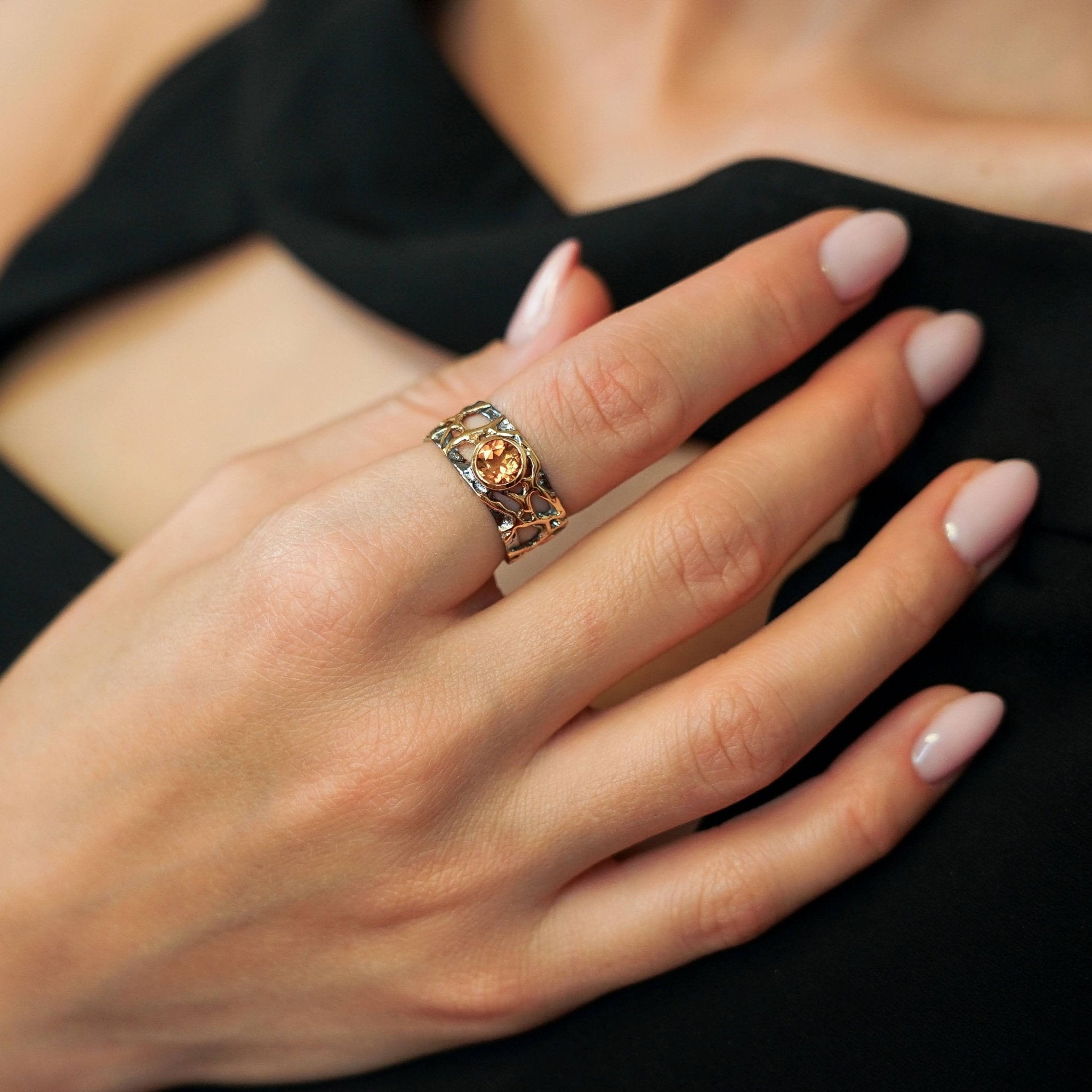 Ring Alba - Sterling Silver Citrine Gold Plated Ring - Von Günther zu WindRings