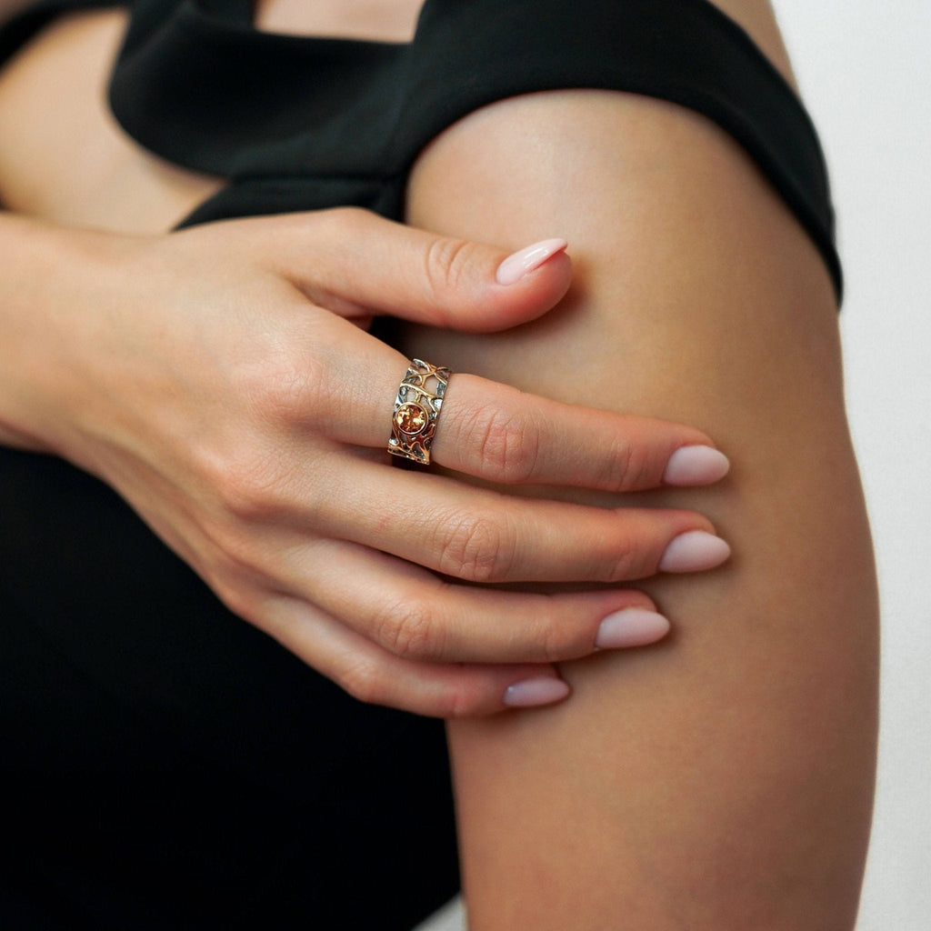 Ring Alba - Sterling Silver Citrine Gold Plated Ring - Von Günther zu WindRings