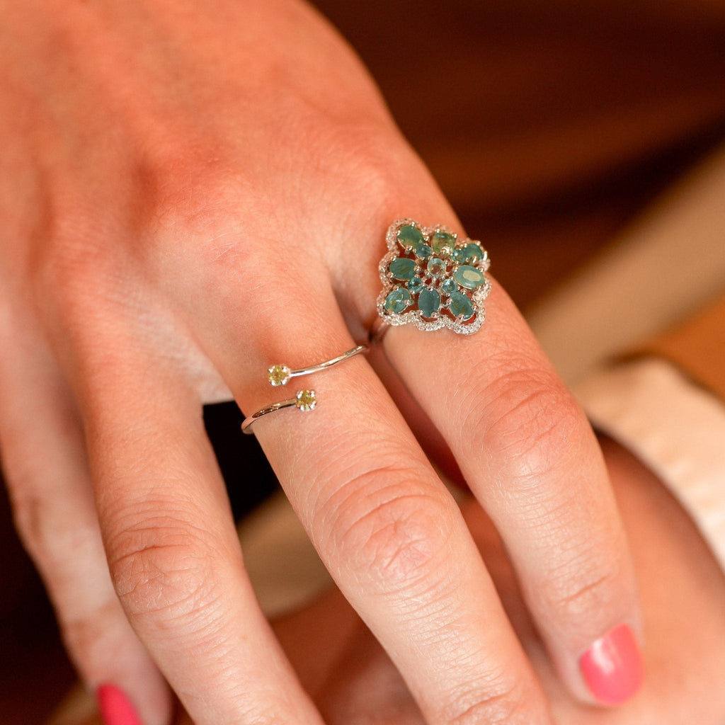 Ring Esmeralda - Sterling Silver Emerald Rhodium Plated Ring - Von Günther zu WindRings