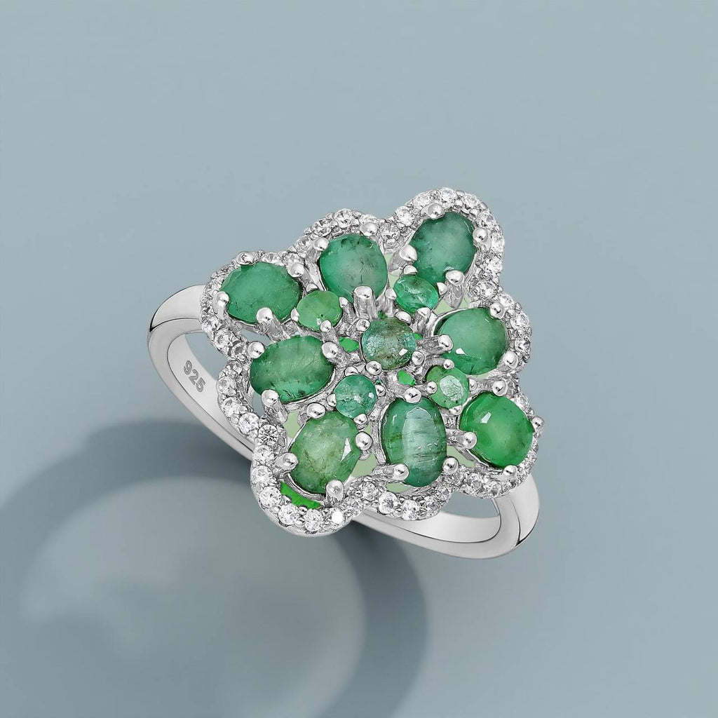Ring Esmeralda - Sterling Silver Emerald Rhodium Plated Ring - Von Günther zu WindRings
