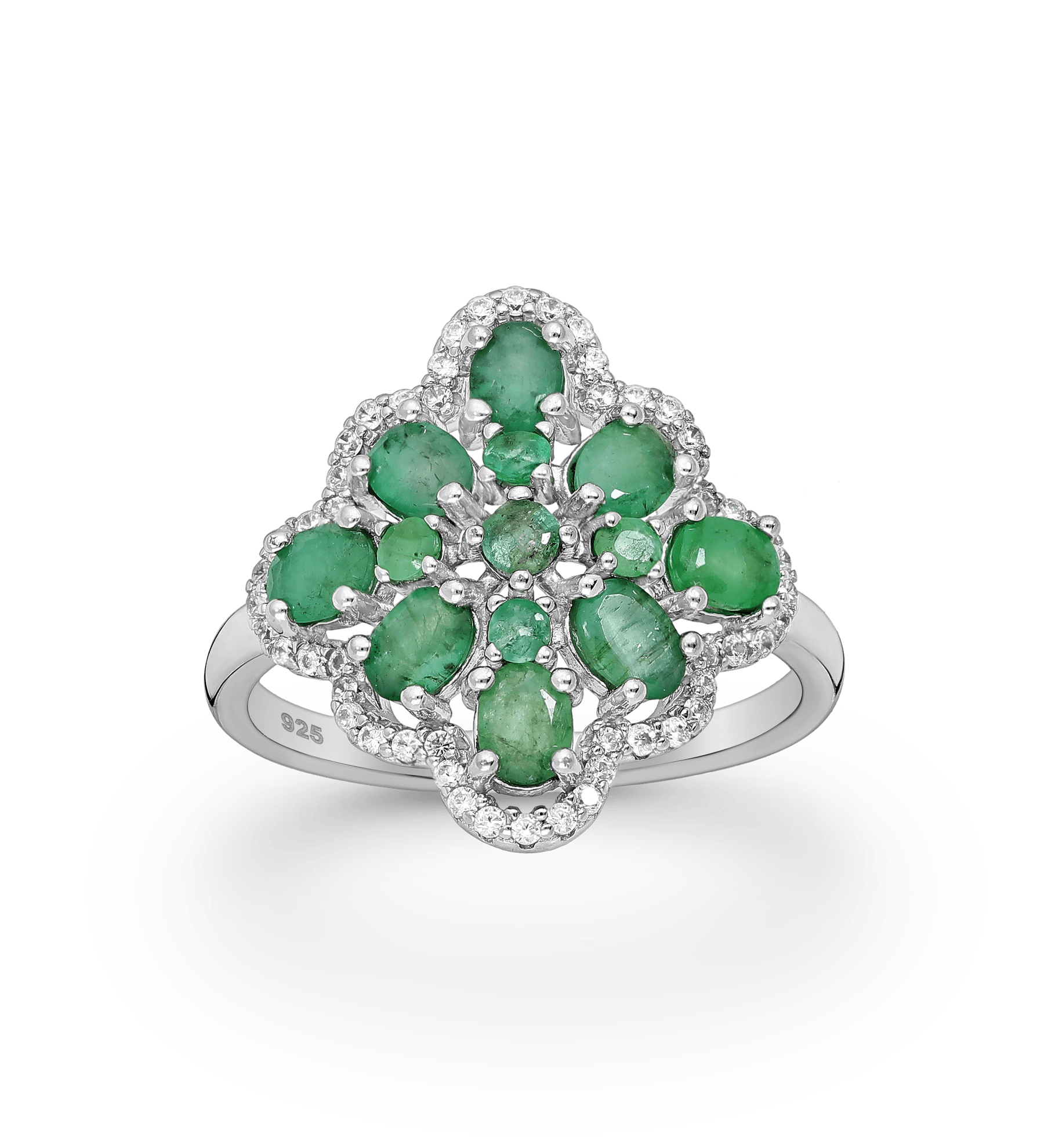 Ring Esmeralda - Sterling Silver Emerald Rhodium Plated Ring - Von Günther zu WindRings