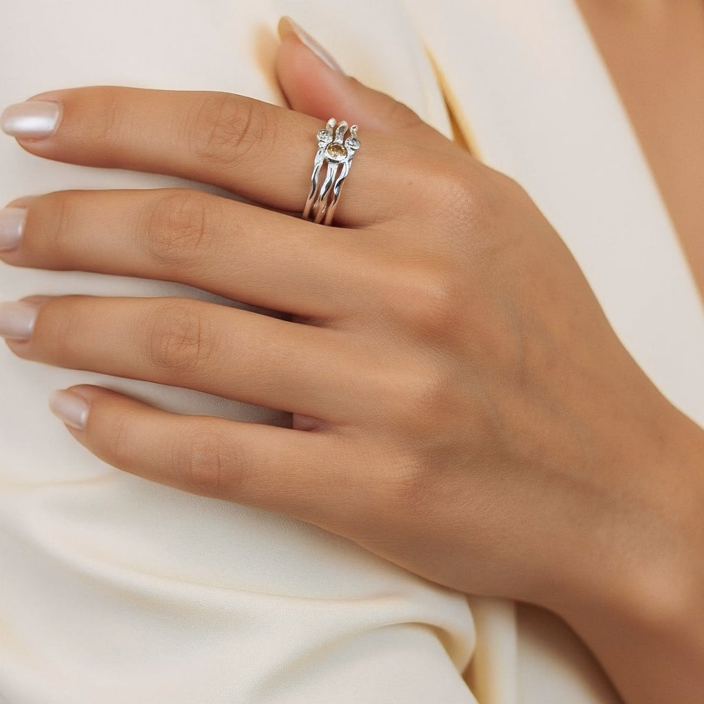 Ring Primavera - Sterling Silver Citrine & CZ Diamond Ring - Von Günther zu WindRings