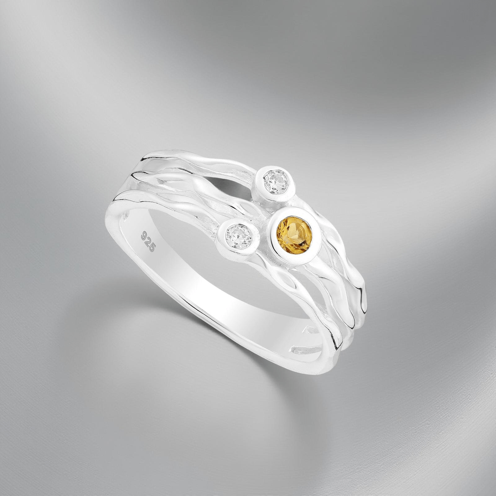 Ring Primavera - Sterling Silver Citrine & CZ Diamond Ring - Von Günther zu WindRings