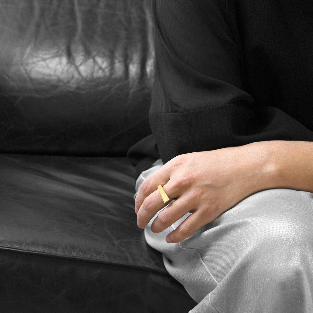 SQUARE BRASS RING | Geometric Adjustable Ring - Von Günther zu Windring