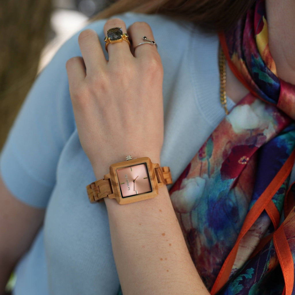 Watch La Piccola Natura - Eco - Friendly Olivewood Pink Timepiece - Von Günther zu WindWatches