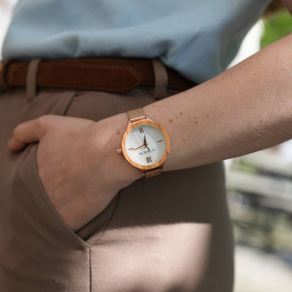 Watch Olivewood Grace - Eco - Friendly Rosegold & Olivewood Timepiece - Von Günther zu WindWatches