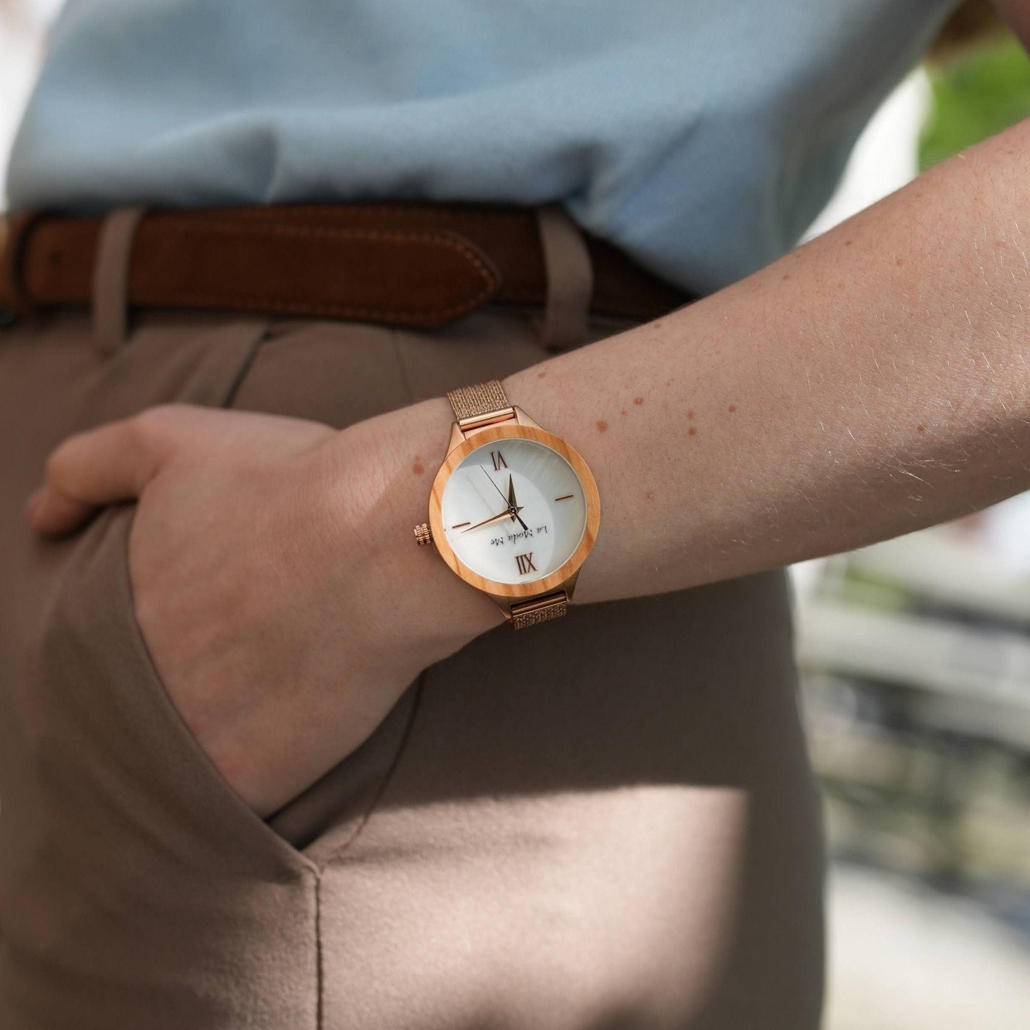 Watch Olivewood Grace - Eco - Friendly Rosegold & Olivewood Timepiece - Von Günther zu WindWatches