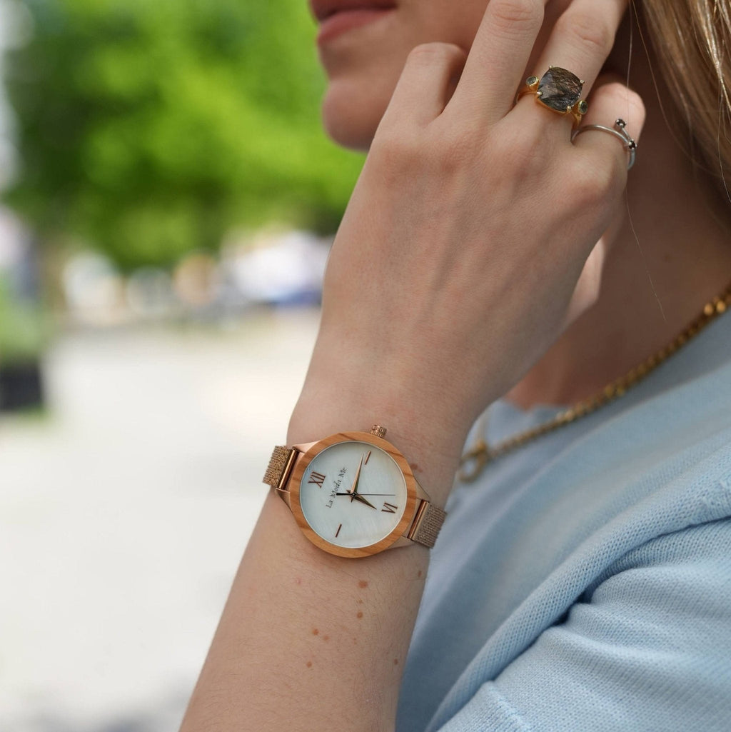 Watch Olivewood Grace - Eco - Friendly Rosegold & Olivewood Timepiece - Von Günther zu WindWatches