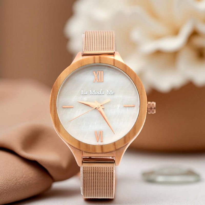 Watch Olivewood Grace - Eco - Friendly Rosegold & Olivewood Timepiece - Von Günther zu WindWatches